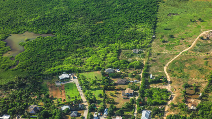 Aerial of the Cayman Islands, Grand Cayman the largest of the trio nation located in the Caribbean...