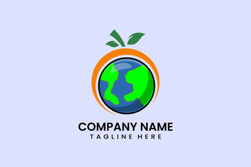 Flat vector earth orange logo modern template