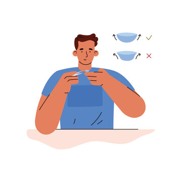man holding contact lens, blue shirt clip art preview