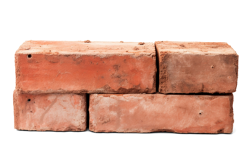Old bricks isolated on transparent or white background, png