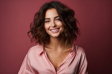Fototapeta premium beautiful curly haircut young woman smiling