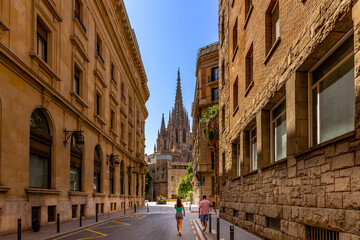 Naklejka premium Barcelona Cathedral with the beautiful gothic facade
