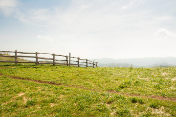 Fototapeta na wymiar Max Patch North Carolina Fence and Field