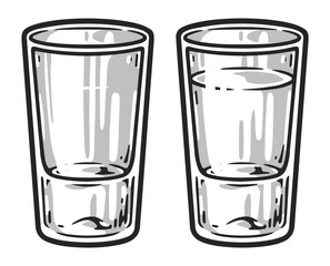 Glasses of liquor sticker monochrome