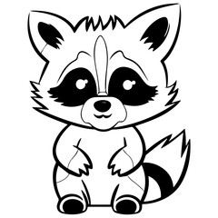 Raccoon. Element for coloring page. Cartoon style.
