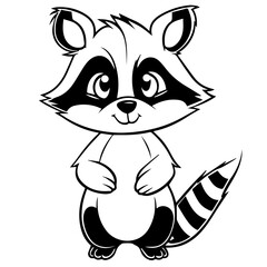 Raccoon. Element for coloring page. Cartoon style.