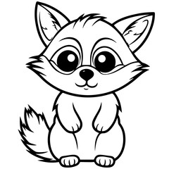Fototapeta na wymiar Raccoon. Element for coloring page. Cartoon style.