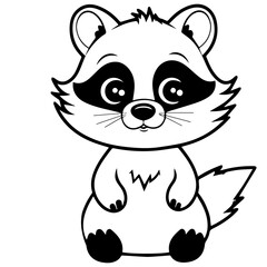 Raccoon. Element for coloring page. Cartoon style.