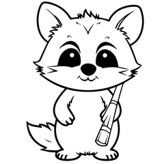 Raccoon. Element for coloring page. Cartoon style.