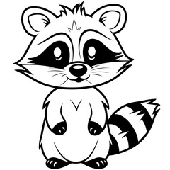 Raccoon. Element for coloring page. Cartoon style.