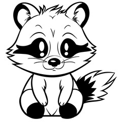 Raccoon. Element for coloring page. Cartoon style.