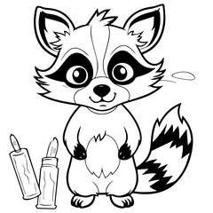Obraz premium Raccoon. Element for coloring page. Cartoon style.