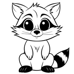 Raccoon. Element for coloring page. Cartoon style.
