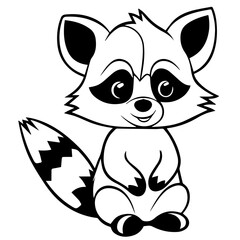 Raccoon. Element for coloring page. Cartoon style.