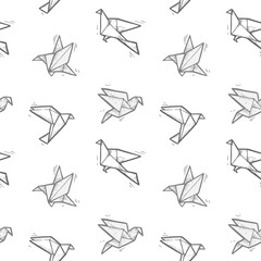 Tsuru origami vector seamless pattern