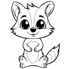 Raccoon. Element for coloring page. Cartoon style.