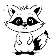 Raccoon. Element for coloring page. Cartoon style.