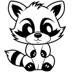 Raccoon. Element for coloring page. Cartoon style.
