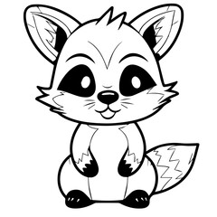 Raccoon. Element for coloring page. Cartoon style.
