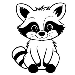 Raccoon. Element for coloring page. Cartoon style.