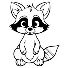 Raccoon. Element for coloring page. Cartoon style.