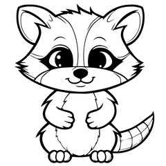 Raccoon. Element for coloring page. Cartoon style.