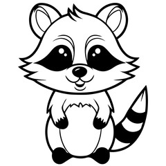 Raccoon. Element for coloring page. Cartoon style.