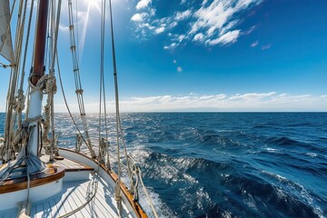 Naklejka na ściany i meble Yacht sail boat in Atlantic ocean