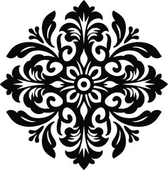 Mandala Pattern Stencil doodles sketch good mood. White mandala on black Pattern Stencil Doodles Sketch