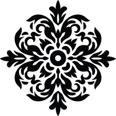 Mandala Pattern Stencil doodles sketch good mood. White mandala on black Pattern Stencil Doodles Sketch
