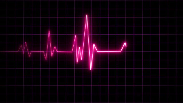ECG. EKG. Vital sign. Medical healthcare symbol. Red glowing neon heart pulse. Heart beat. Electrocardiogram, Red glowing neon heart pulse illustration.