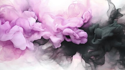 Abstract Purple and Black Ink Cloud Background - Silky Texture - Generative AI