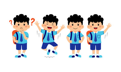 boy student with school uniform vector illustration