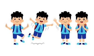 boy student with school uniform vector illustration
