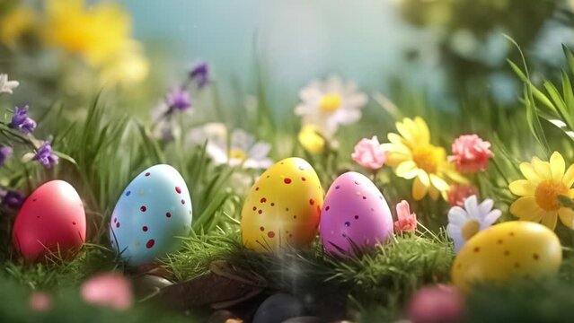 Colorful Easter eggs for Easter video backgrounds.
