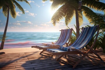 Two convenient comfortable guest sun loungers and a bedside. An excellent review on the beach and native boats. Charming lookout for two.