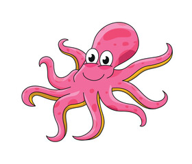 Octopus. Wildlife cartoon illustration