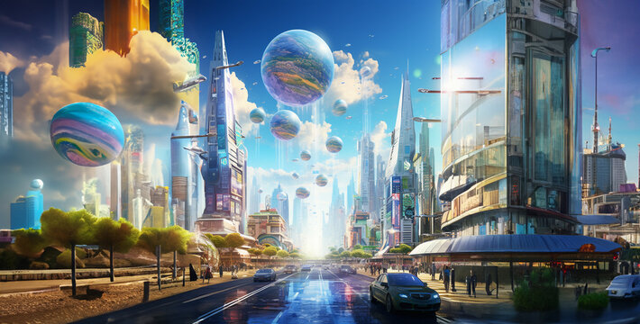 place a large image of a futuristic Earth hd wallpaper. Generative Ai content