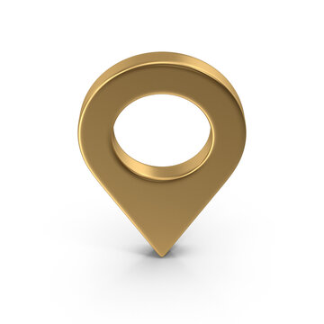 3D Map Pointer, Location Map Icon, Gold Texture, Gold location pin or navigation, Web location point, pointer, Gold Pointer Icon, Location symbol. Gps, travel, navigation, place position 3D Render