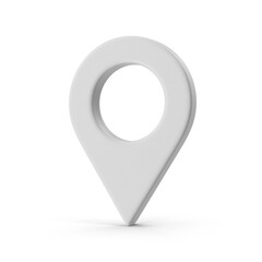 3D Map Pointer, Location Map Icon, White Texture, White location pin or navigation, Web location point, pointer, Grey Pointer Icon, Location symbol. Gps, travel, navigation, place position 3D Render