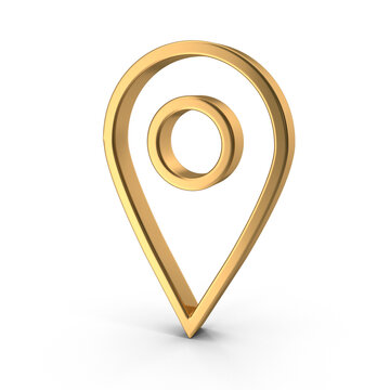 3D Map Pointer, Location Map Icon, Gold Texture, Gold location pin or navigation, Web location point, pointer, Gold Pointer Icon, Location symbol. Gps, travel, navigation, place position 3D Render