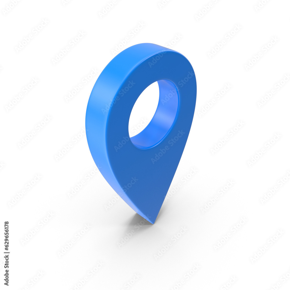 Poster blue locator mark of map and location pin or navigation icon sign on white background with search co