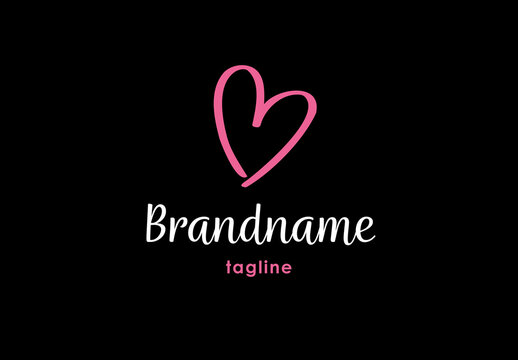 Customizable Logo Heart Love Handdrawn On Black Background