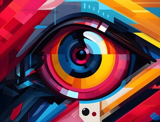 Eye in the style of colorful graphic design created with Generative AI technology