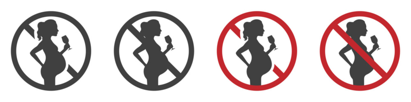 No alcohol during pregnancy vector signs set