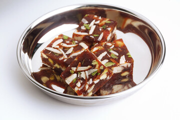 nuts halwa or dried fruit barfi an Indian sweet