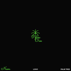 Palm logo for your design. Neon palm tree. Palm vector illustration. Icon sign.