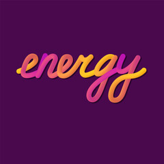 3D colorful gradient lettering on dark background. Energy calligraphic design. Bright gradient shape. Futuristic style vector 10 EPS