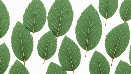 green leaves a seamless pattern on white background. Generative AI