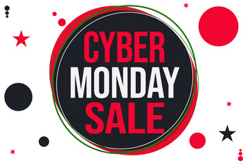 Cyber Monday, sale poster design with black and red color template, promotion banner